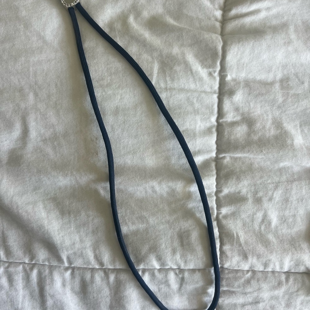 YVES LAB WHITE SAPPHIRE PARACORD NECKLACE, MARINE AND SILVER - Picture 8 of 10